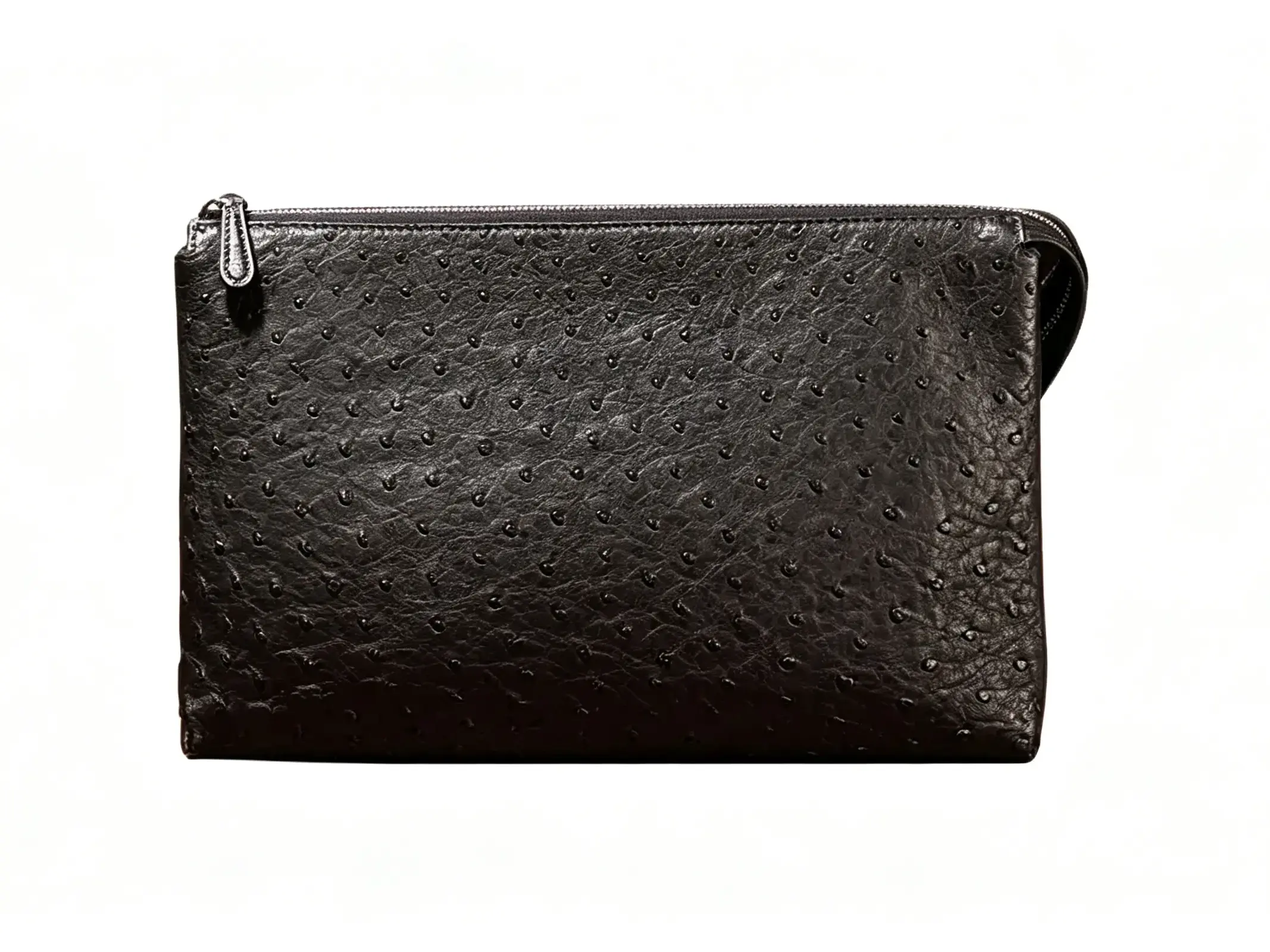 Wann trägt man diese Handgelenktasche mit Straußenprägung?