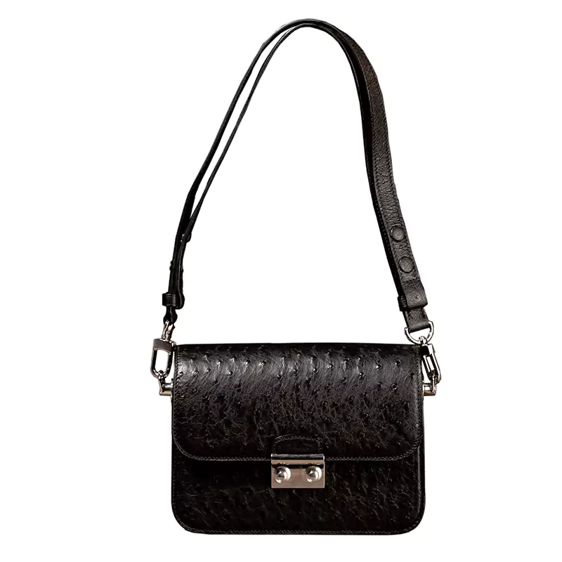 Boxtasche aus Straußenleder