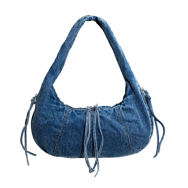 Vintage Jeans Halbmond Umhängetasche